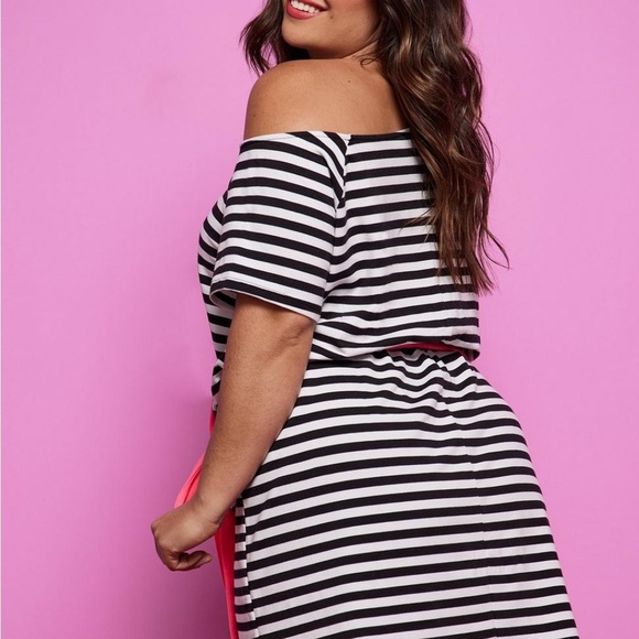 Plus Size - Betsey Johnson Off Shoulder Dress - Picture 2 of 8